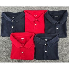 Lot of 5 Boys School Uniform Polos Sz XL 14-16 Red Navy Blue Old Navy Pique