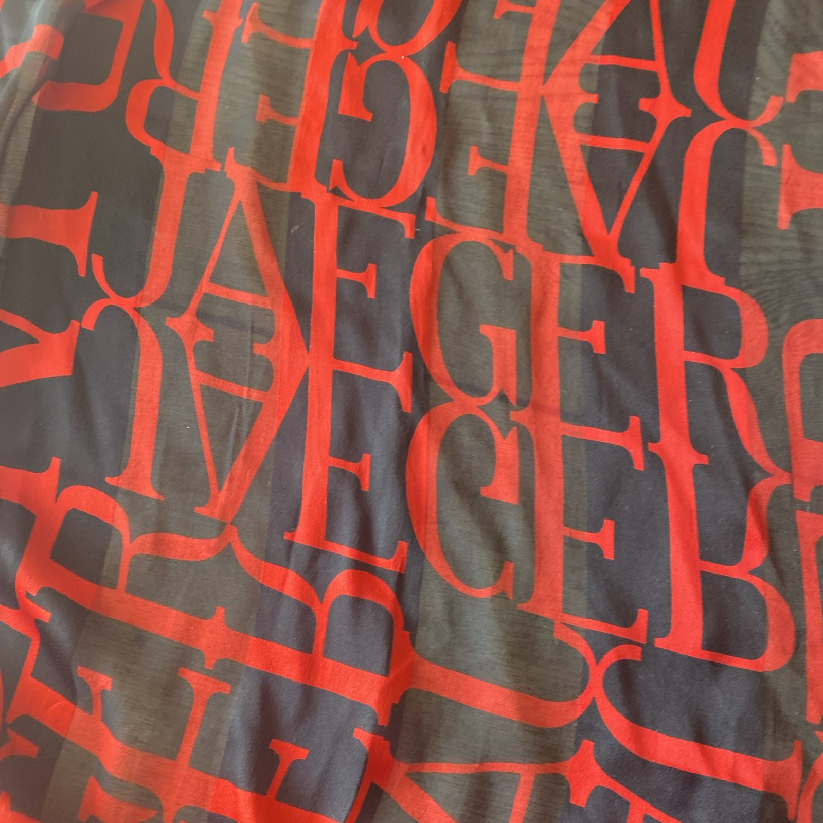 Large Rectangular Silk Jaeger Scarf Red/black Mon… - image 4