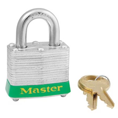 Master Lock 3Kas6grn Lockout Padlock, Keyed Alike, Steel, Green, 9/16 In