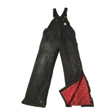 Carhartt Mens Quilt Lined Duck Bib Overalls Black R02 BLK Workwear 38x32