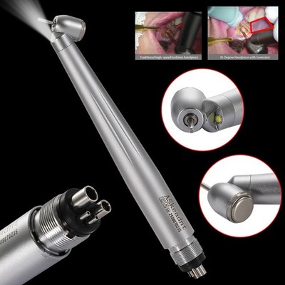 Dental 45° Degree Angle LED High Speed Handpiece Push Button e-generator 4 Holes