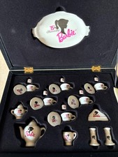 VTG 35th anniversary barbie tea set in nice carrying case 24 piece tea set NRFB
