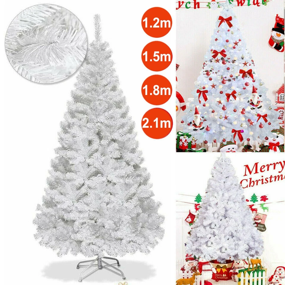 4ft 5ft 6ft 7ft White Christmas Tree with Blue Lights Home Holiday Store Indoor - Image 3 of 4