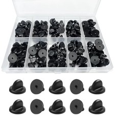 150Pcs Rubber Pin Backs Locking, Locking Pin Backs with Storage Case,