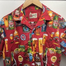 Hilo Hattie  s Hawaiian Original Med Vintage Beer Label Aloha Camp-Collar Shirt