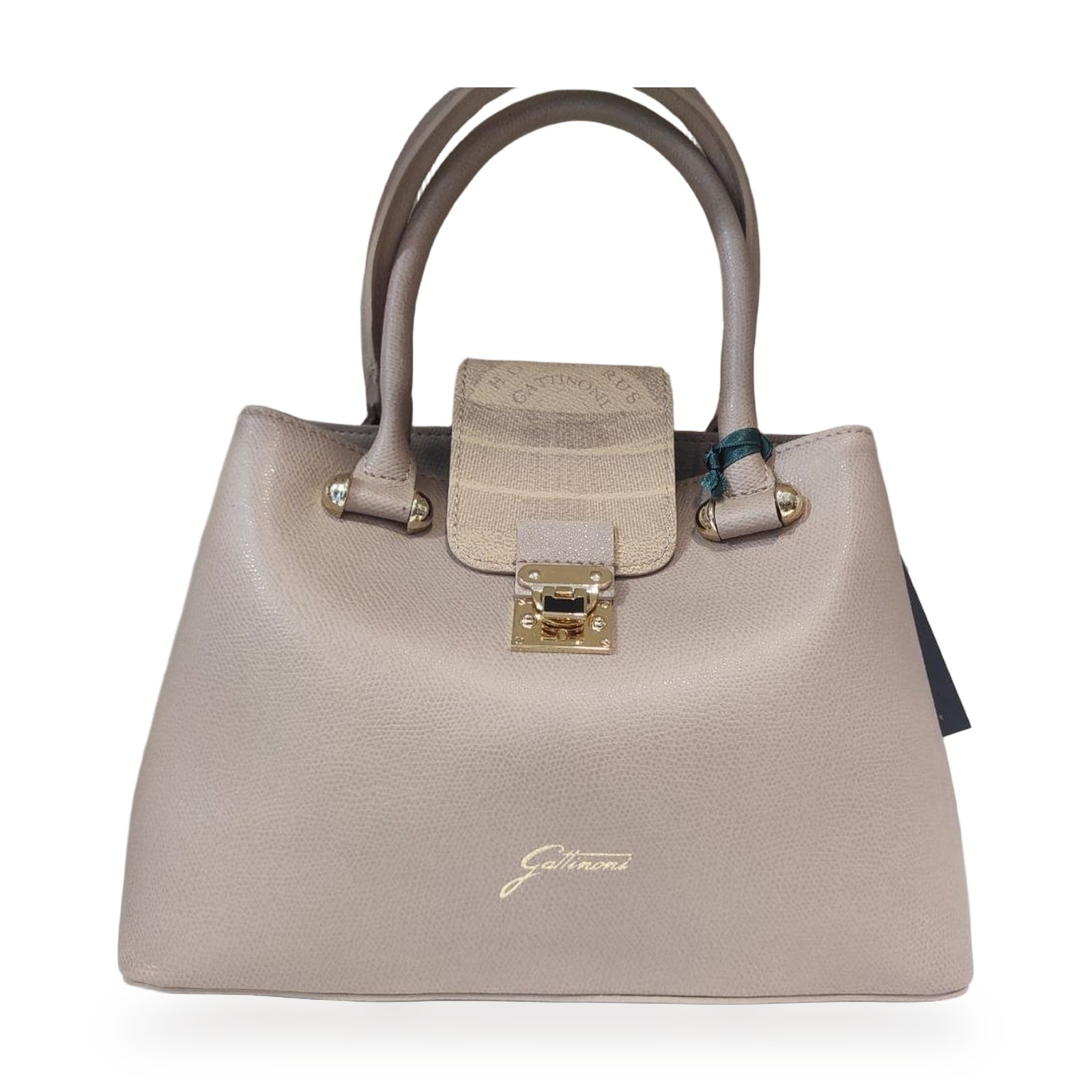 Gattinoni Borsa donna Teo Handle Bag Pelle Tortora cm 21x24 idea regalo
