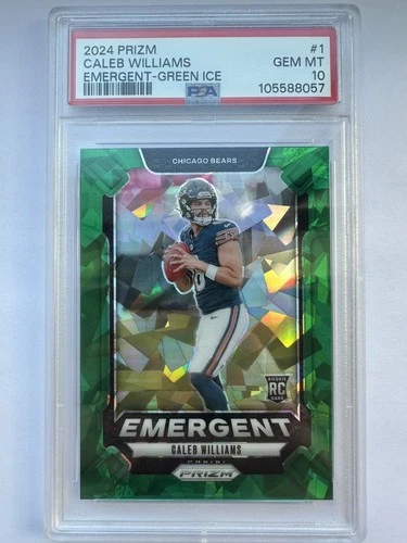 🏈🔥Caleb Williams Green Ice Emergent Rookie #1 2024 Panini Prizm PSA 10