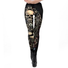Cratis Gothic Women  s Leggings  Tie-Dye Printed Pencil Pants  Polyester Spande
