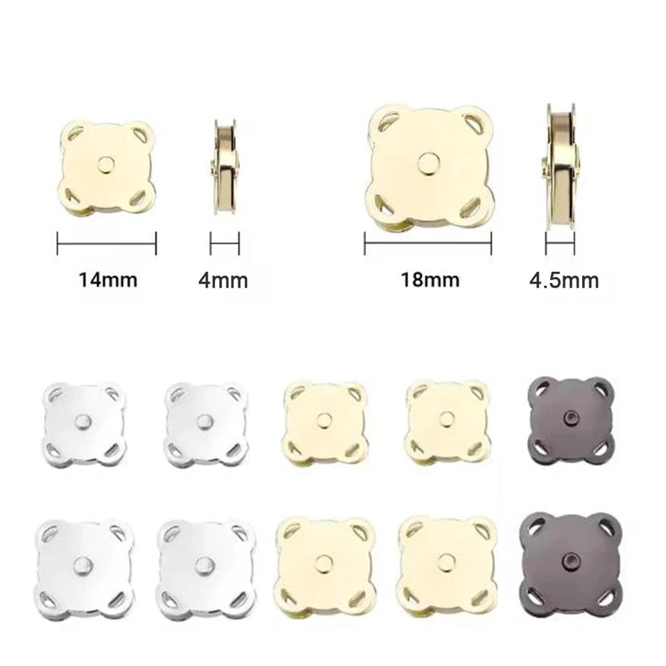 10 Sets Magnetic Snap Button Metal Plum Blossom Sew on Buttons Clasps Fasteners - Image 2 of 4