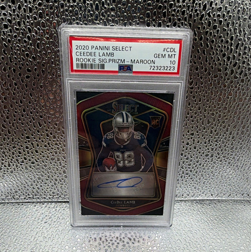 2020 Panini Select CeeDee Lamb Rookie Signatures Maroon Prizm /49 PSA 10