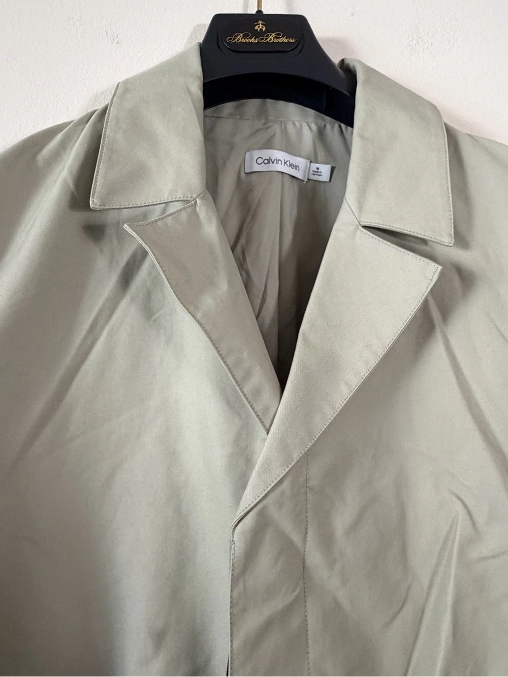 Calvin Klein Light Sage Single-Breasted Trench Coat L image 4