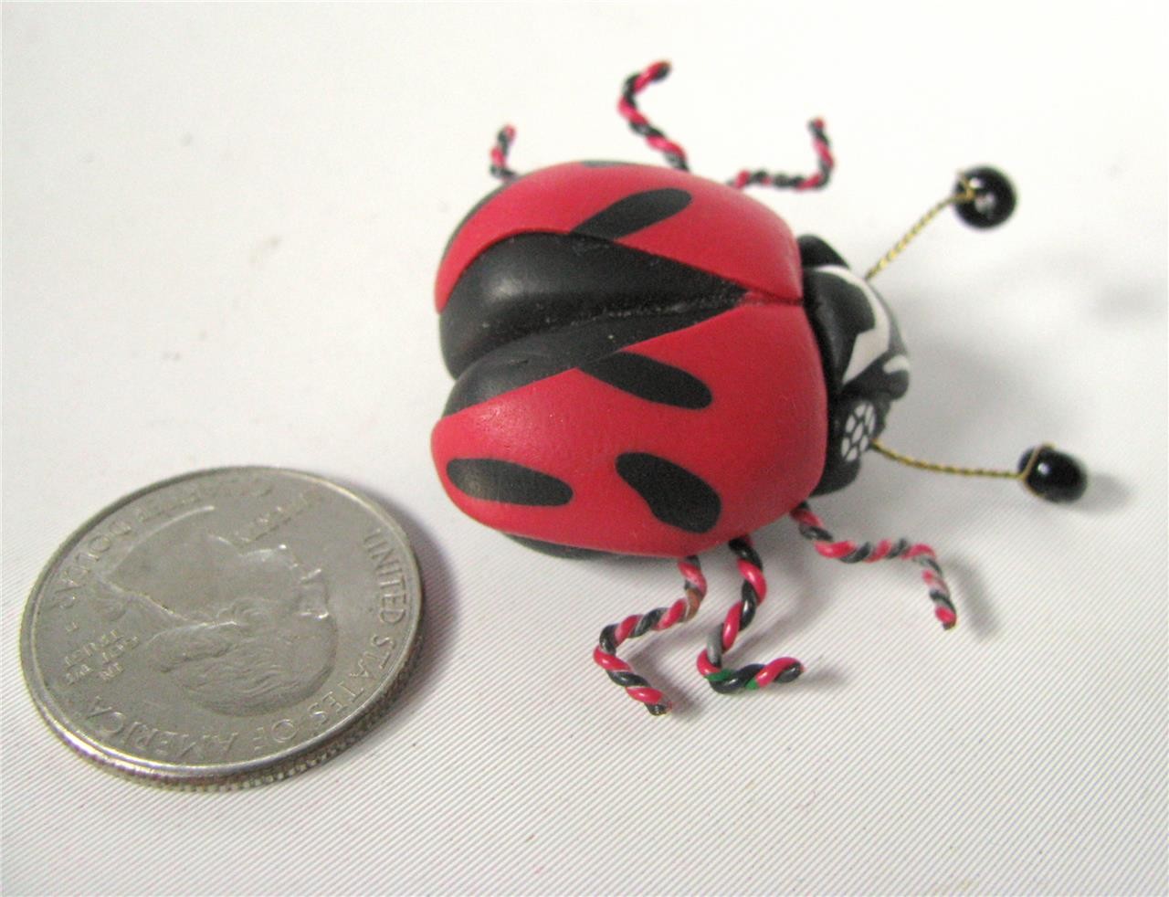 Artisan Polymer Clay Ladybug Beetle Bug Insect Br… - image 1
