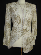 Laura Ashley Vintage Taupe Rose Bouquet Silk Elegant Evening Summer Blazer, 10