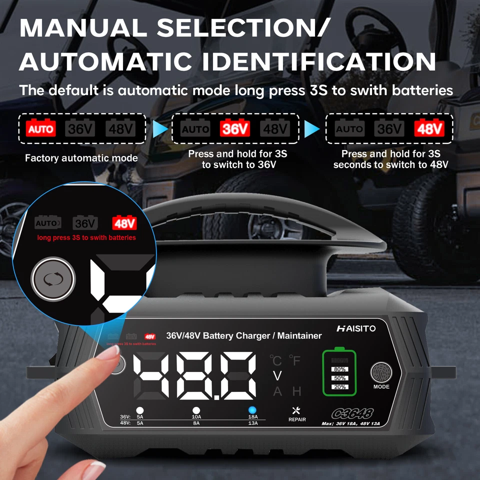 Cargador de batería para carro de golf, 36 voltios 18 amperios/48 voltios 13 amperios para carros de golf EZGO TXT Foto 2 de 4