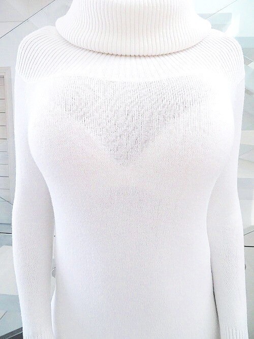 Bluoltre Original Bodycon Cuello Tortuga Vestido Elástico Blanco S/M