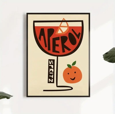 Canvas Poster -  Aperol Spritz  Unframed Poster - 8x11 In - Cocktails