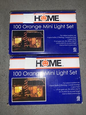 (3)Rite Aid Home 100 Orange Halloween Mini Light Set 21.5 ft Indoor/Outdoor