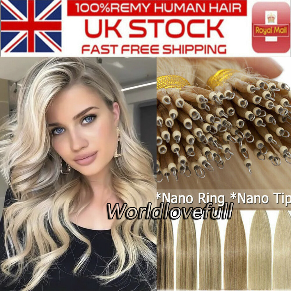 Image 1 - Nano Ring Hair Extensions Micro Beads Tip Remy Human Hair  Double Draw Thick 1g