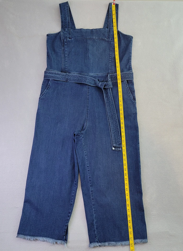 Mono Rachel Roy para mujer talla 16W azul lavado medio/oscuro pierna ancha dobladillo crudo Foto 2 de 4