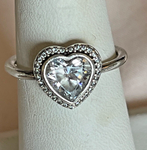 PANDORA AUTHENTISCHER STERLING HERZ RING GRÖSSE 6,5 SCHÖNER FUNKELNDER SCHMUCK - Bild 2 von 6