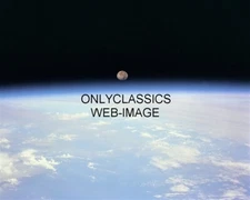 Moon Set over Earth STS-70 Discovery Shuttle Art Photo Outer Space Real Artistic