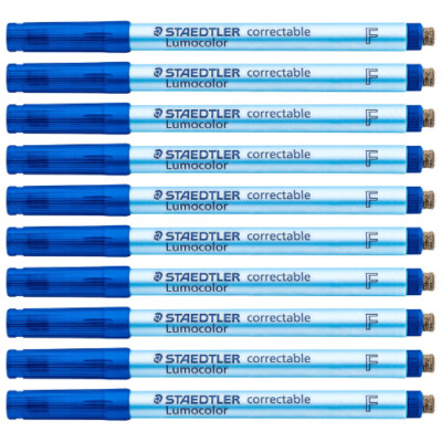 10x Staedtler Lumocolor correctable NonPermanent Flipchart Marker blau 305F-3