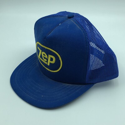 Zep Flat Brim Mesh Snapback Trucker Hat Blue Cap