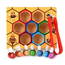 Children Preschool Educational Toys Kids Preschool Wooden Bee Clip Out Toy Gift