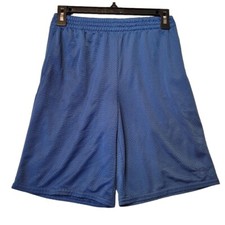 Vintage Starter Blue Lined Mesh Running Sweat Shorts With Pockets Size L 10-12