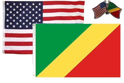 Wholesale USA & Congo Republic Country 3x5 3 x5  Flag & Friendship Lapel Pin
