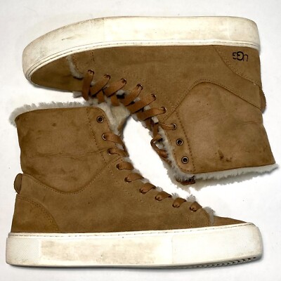 UGG Beven Suede Chestnut Lace Up High Top Sneakers Shoes