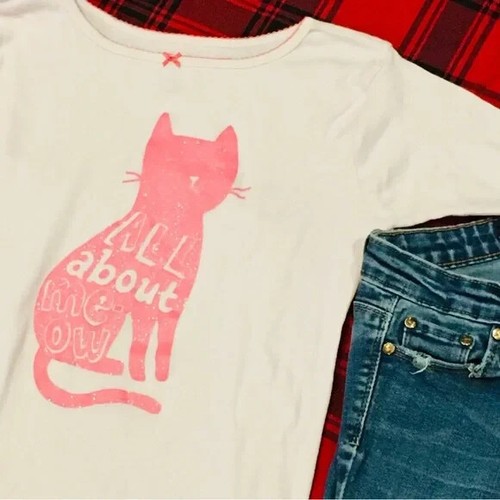 Rosa Katze Top Shirt Jeans Outfit Set Mädchen 10 12 - Kätzchen Haustiere Tiere - Schule - Bild 1 von 7