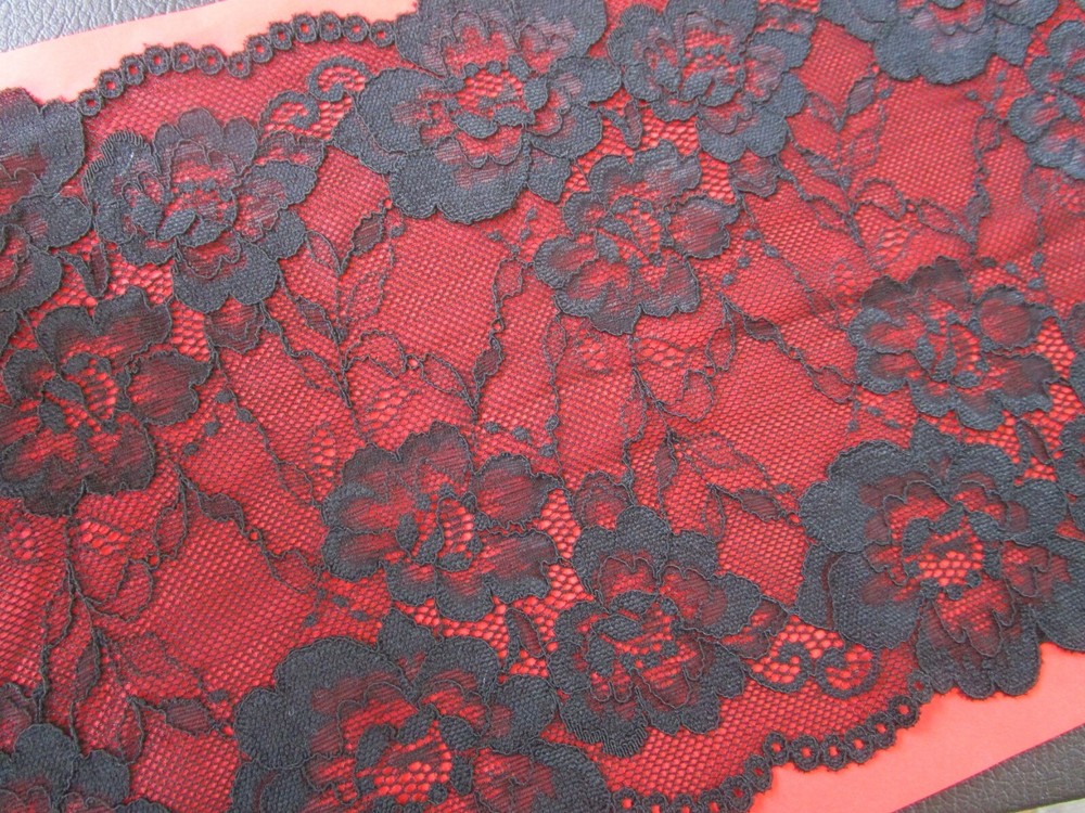 32ft/16ft/3ft Elegant Black Lace Trim with 7.5in Elastic Cloth Band 32ft/16ft/3ft Elegant Black Lace Trim with 7.5in Elastic Cloth Band