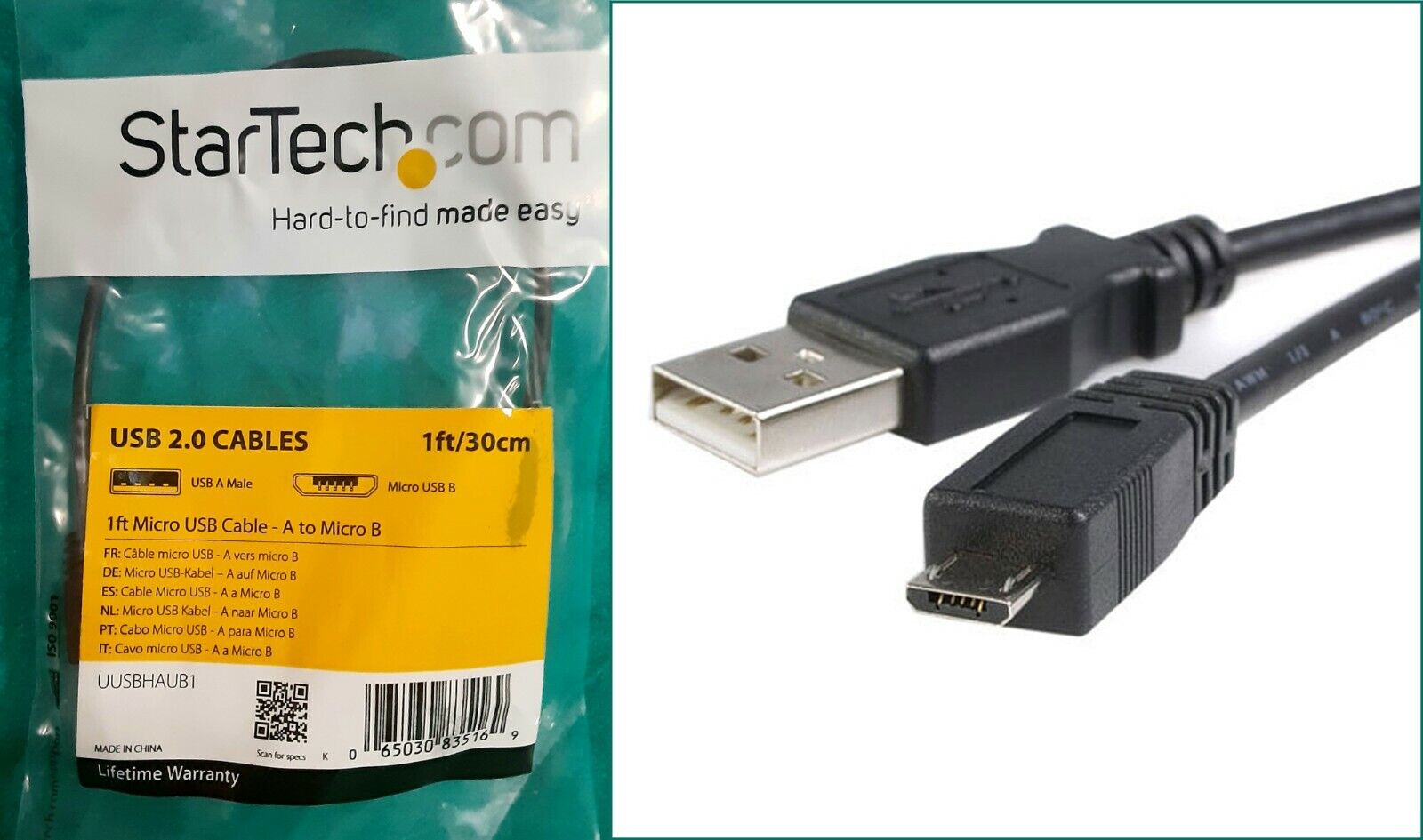 Geroosterd datum krullen 12" StarTech Cable USB to Micro USB (A-B) Android / Data Transfer /  Charging USA 65030835169 | eBay