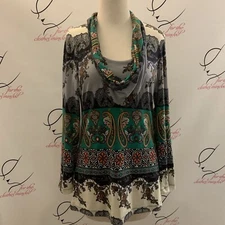 M By M. Kalan.  Sz Small.  USA Bust 34". Pullover Stretch Tunic Length Top. B41.