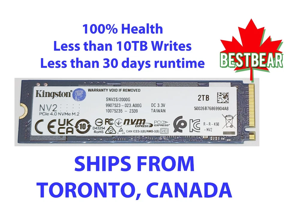 Kingston NV2 2TB M.2 2280 NVMe Internal SSD PCIe 4.0 Gen 4x4 SNV2S/2000G 2000GB
