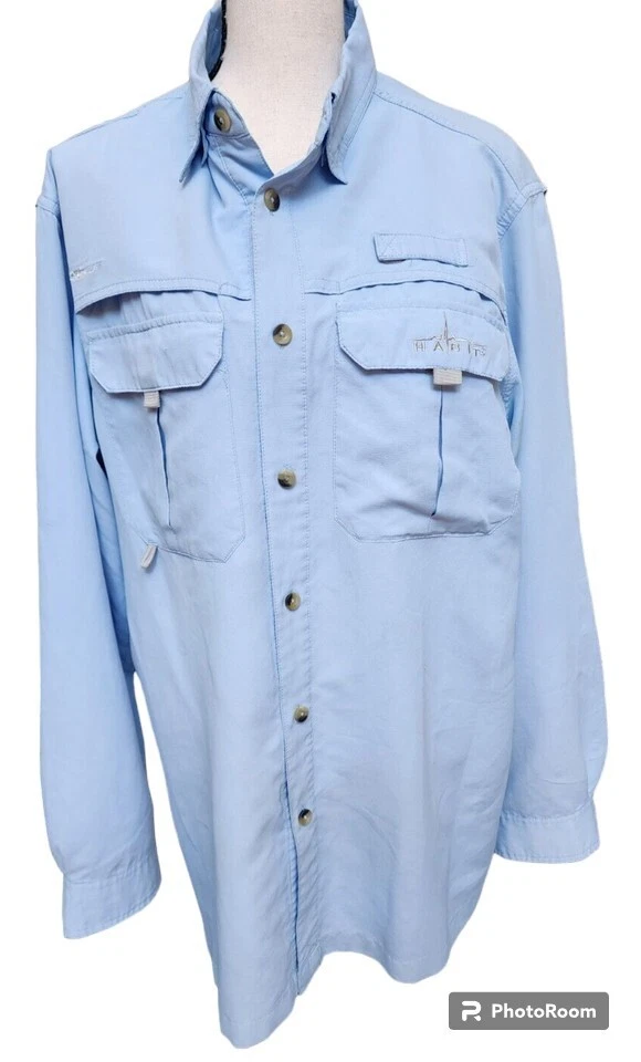 HABIT Fishing Shirt Size Medium Powder Blue 40+ Solar Factor