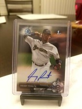 FREDDY PERALTA AUTO 2017 BOWMAN CHROME RC. AUTOGRAPH LOT #5 FUTURE ACE