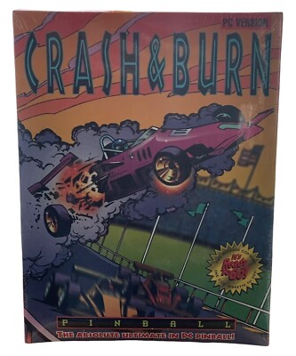 Epic Pinball Crash & Burn 1994 Vtg New Factory Sealed Big Box PC Game Floppy Dis