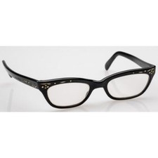 Vintage 50s Paris Pearl and Rhinestone inlay Cat eye Eyeglass Frames