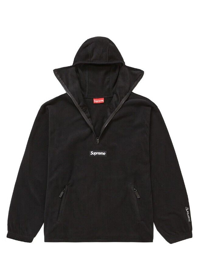 Size L - Supreme/Polartec Facemask Half Zip Pullover (Black)(FW22)