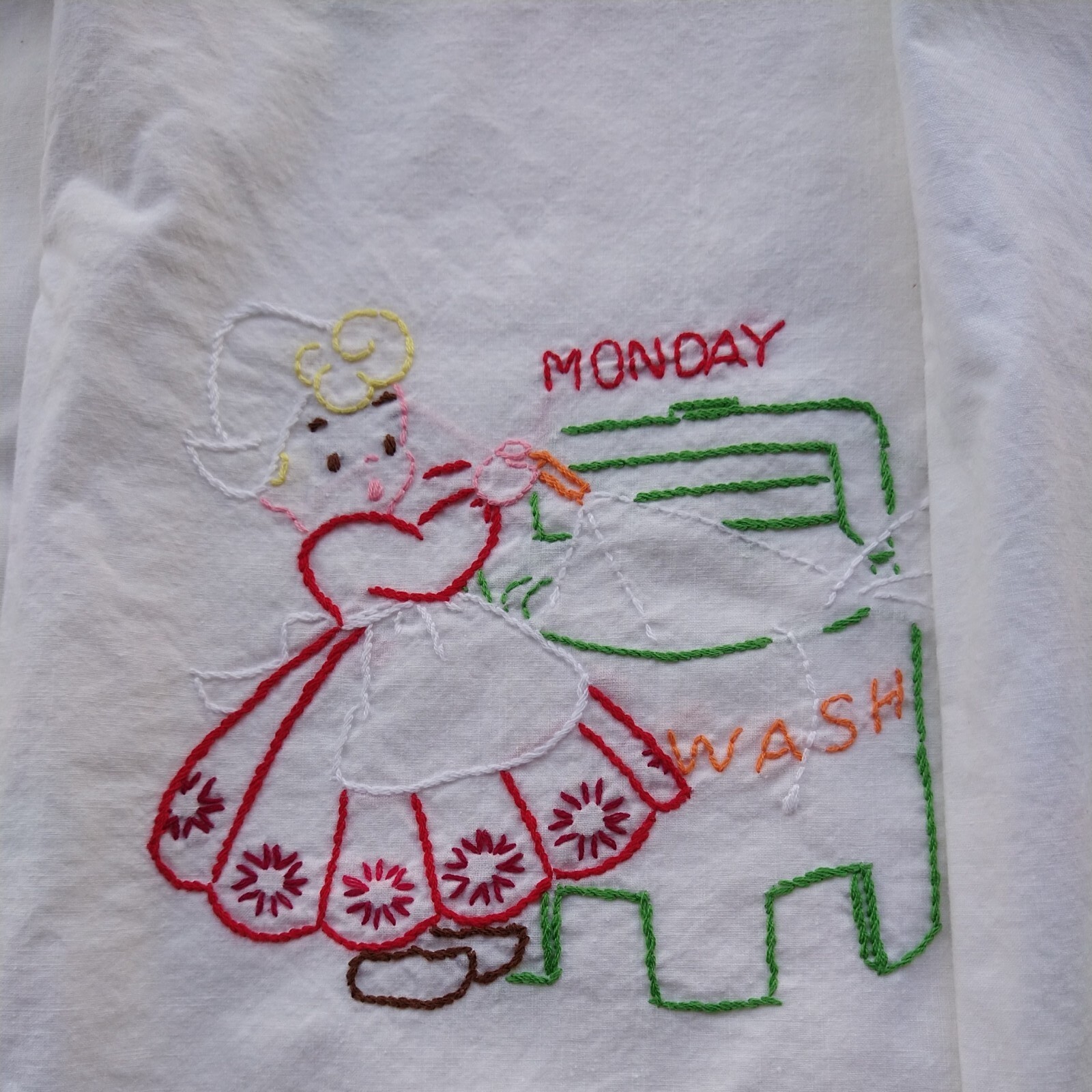 Cute Vintage Embroidered Dish Towels Days of the Week eBay