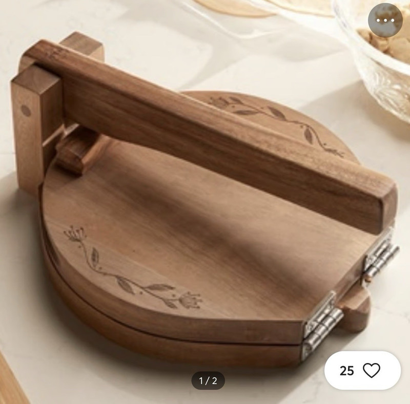 Wood Hinged Single Burger Press Patty Maker, Non-Stick, Brown, 8 in