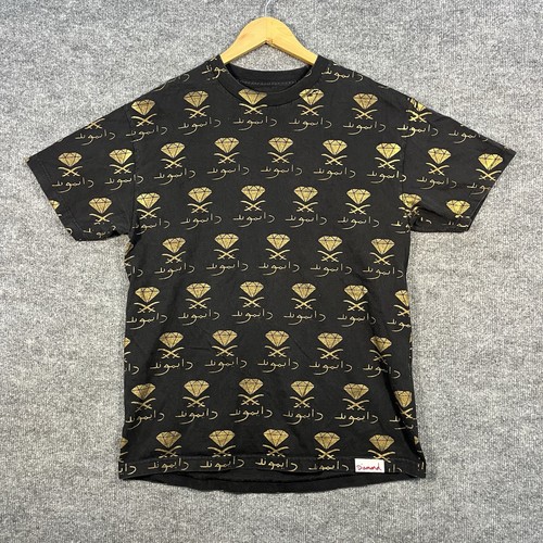 Diamond Supply Co Arabic AOP All Over Print T-Shirt Black Mens Large Skate Vtg