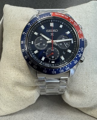 Seiko Prospex Speedtimer Solar Steel Bracelet Blue Dial Watch
