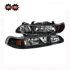 For 90-93 Acura Integra Da Db Black Headlights Corner Fog 1pc Clear Lens