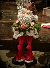 Collectible Resin Santa Claus Christmas Dangling Cloth Legs Weighted Feet Decor