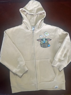 Star Wars Tan Zip Up Hoodie Kids Youth Size 7/8 Cartoon Graphic Sweatsh