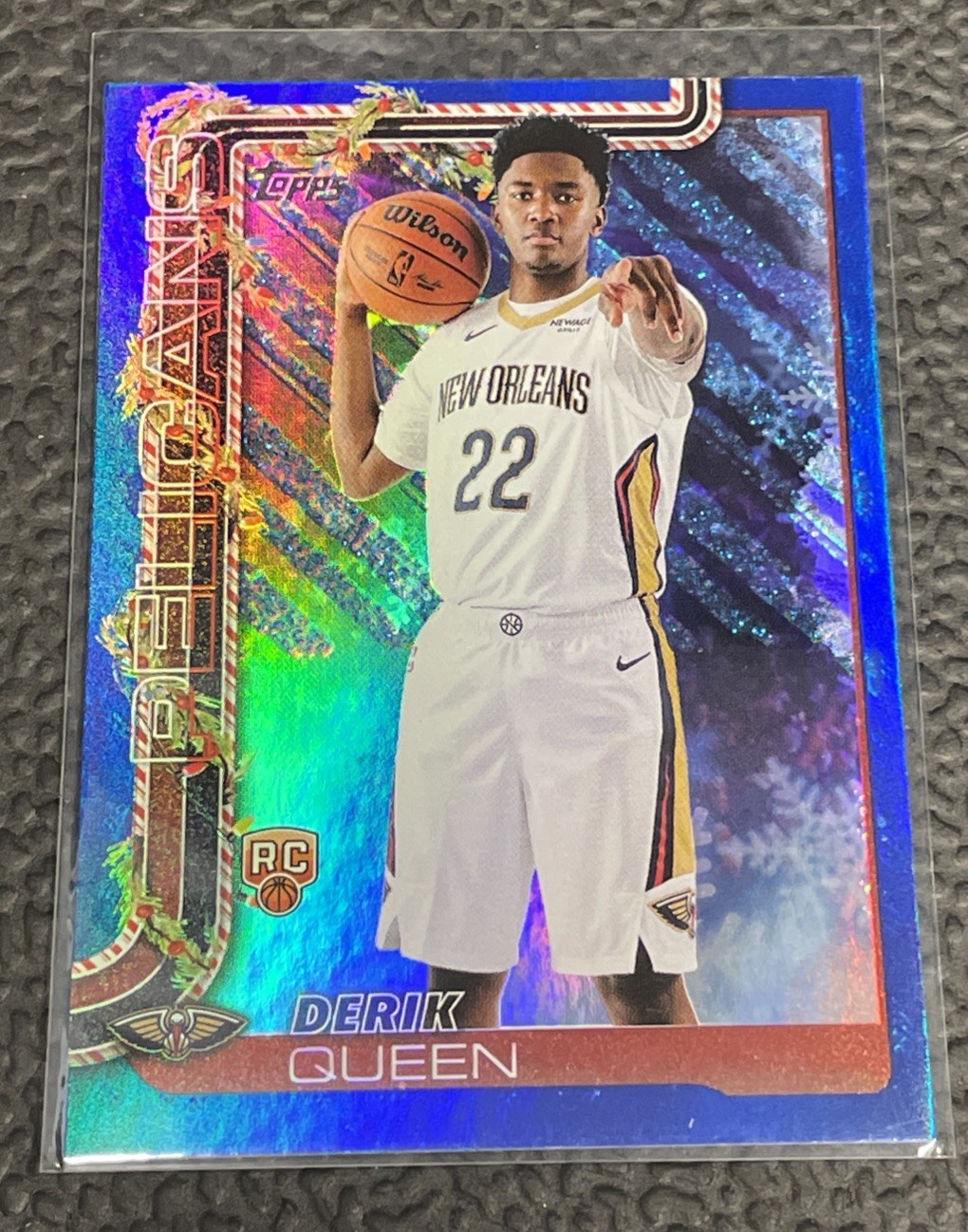 2025-26 Topps Holiday - Derik Queen #H173 Holiday Metallic Blue Glitter (RC)