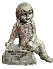 Michael Ricker Pewter Figurine Girl on Bartlett Collector's Society Block 1982